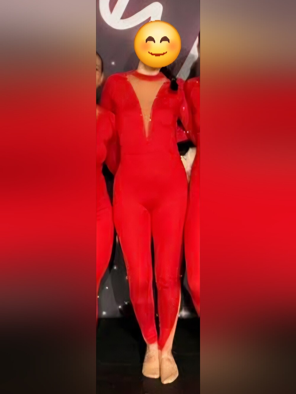 Rebel Athletic - Red Rhinestone Long-Sleeve Performance Unitard